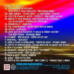 back art cover for deejay sha electric long beach with track listings