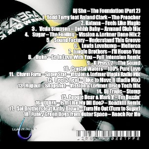 The back artwork for the deejay mix by sha the foundation part 2
